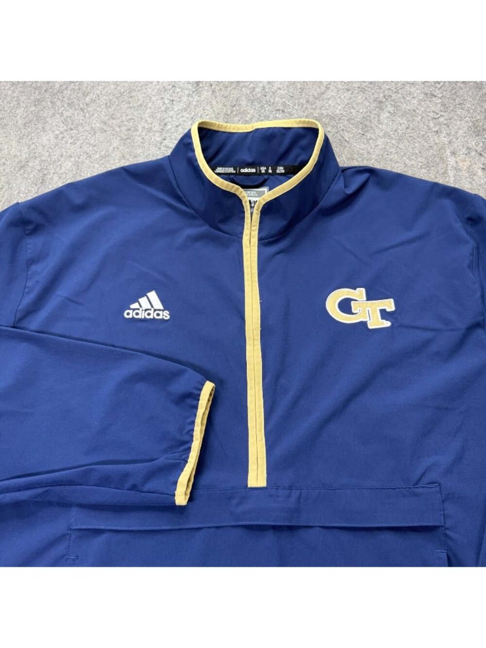 Georgia Tech Yellow Jackets Adidas Windbreaker 1/2 Zip Pullover Men 2XL Blue
